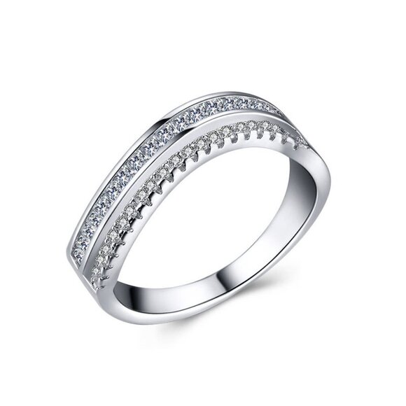 Trendy Gems Zircon Double Layer Eternity Rings for Women, INDN8090 - Picture 6 of 7